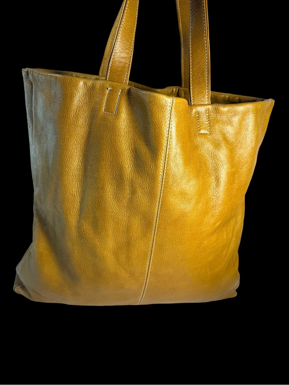 Pulicati Mustard Tan Leather Tote - Minimalist Shoulder Bag